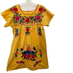 Sweet Girls VINTAGE EMBROIDERED MEXICAN Cotton DRESS Size Large